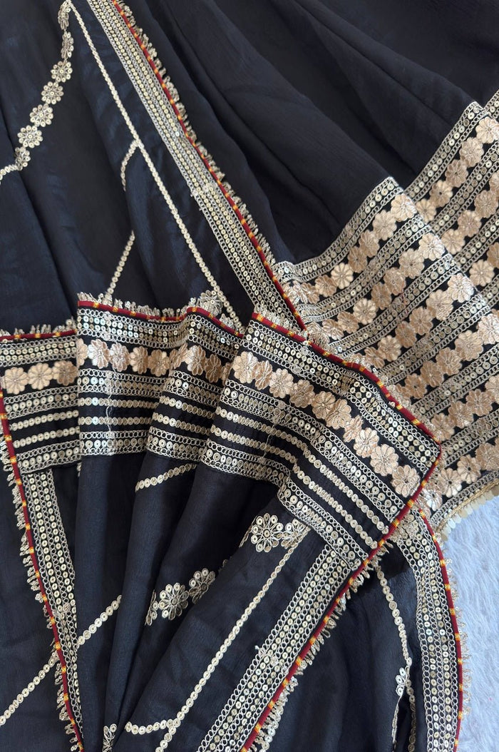Black Color Gotta Work Anarkali Suit