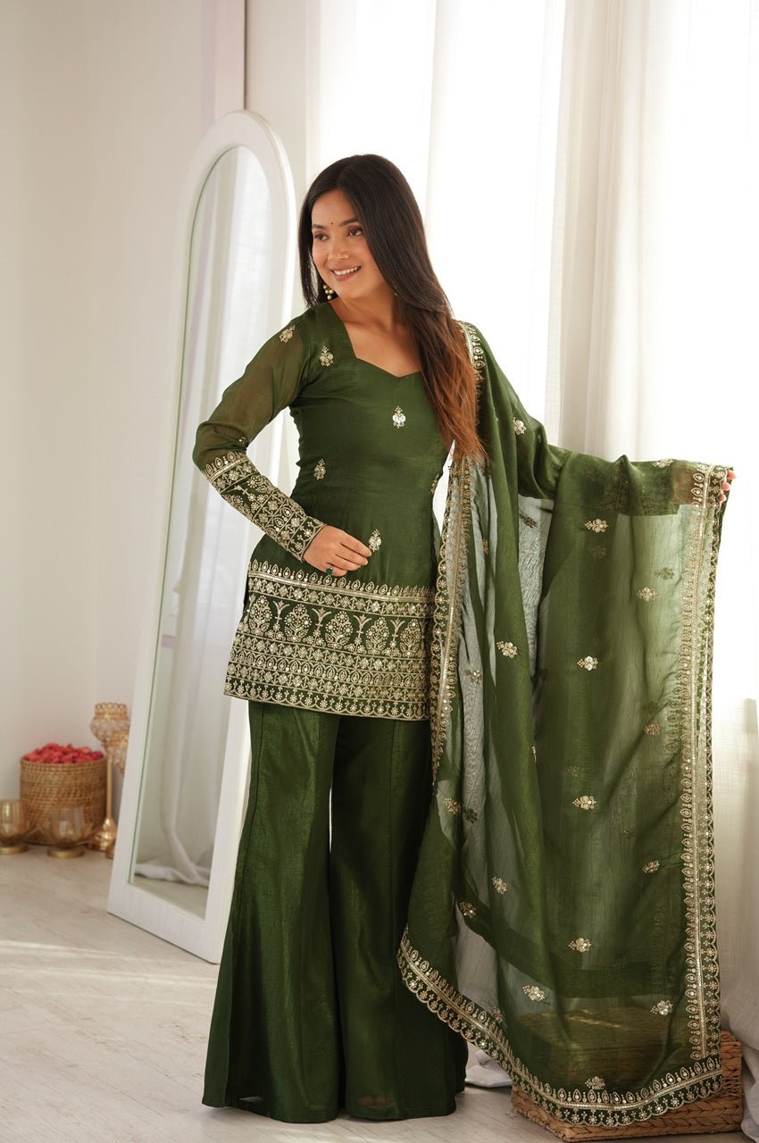 Rangoon Green Crunchy Silk Kurti Set