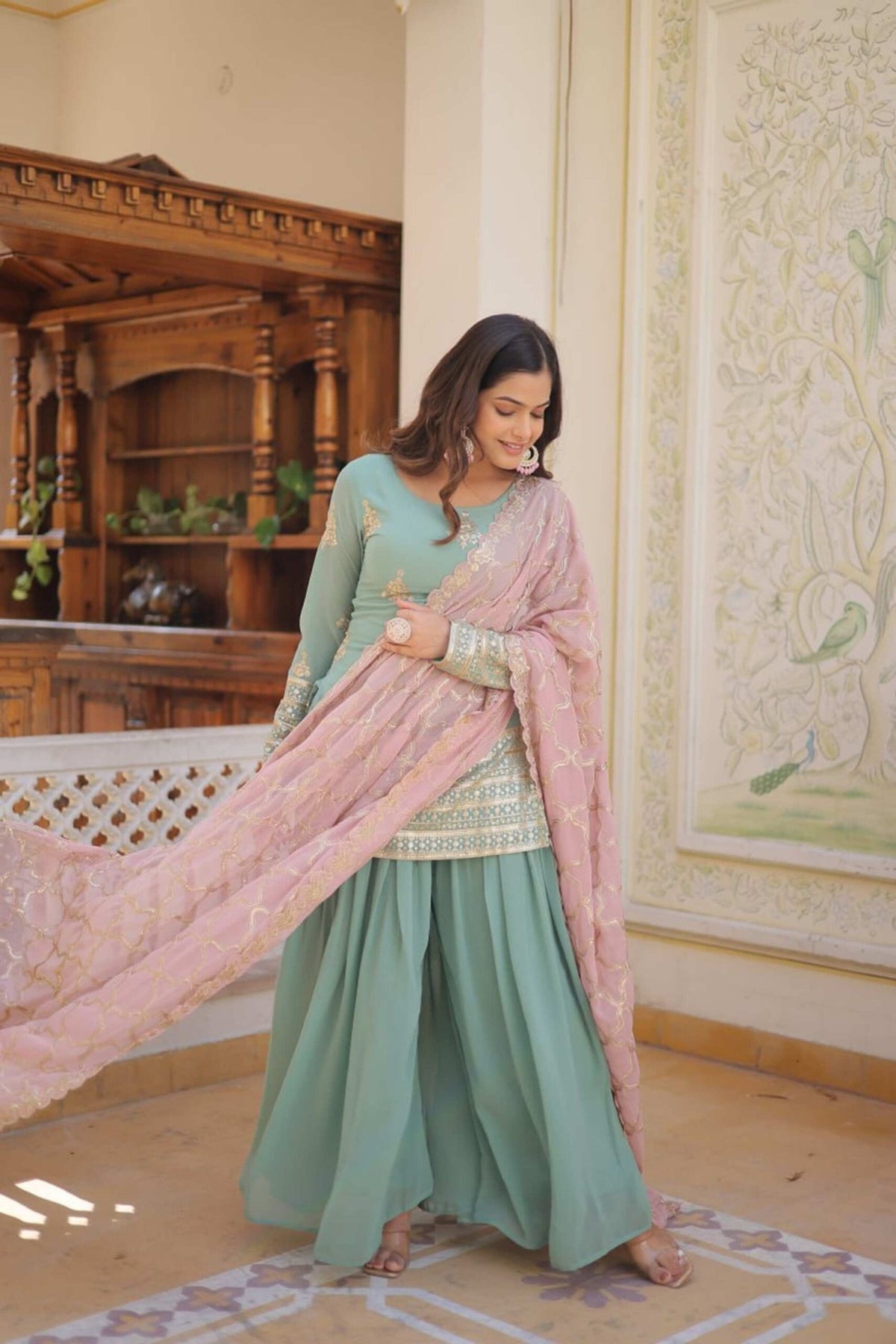 Light Green Palazzo Suit