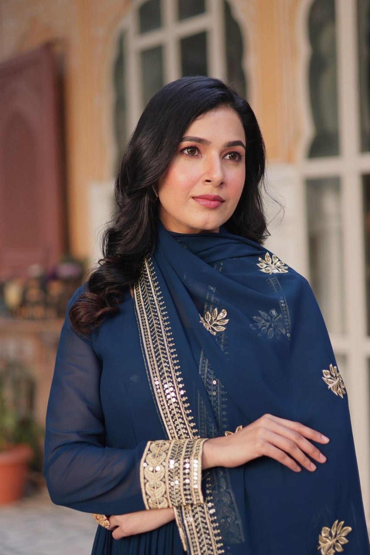 Royal Blue Faux Blooming Gown