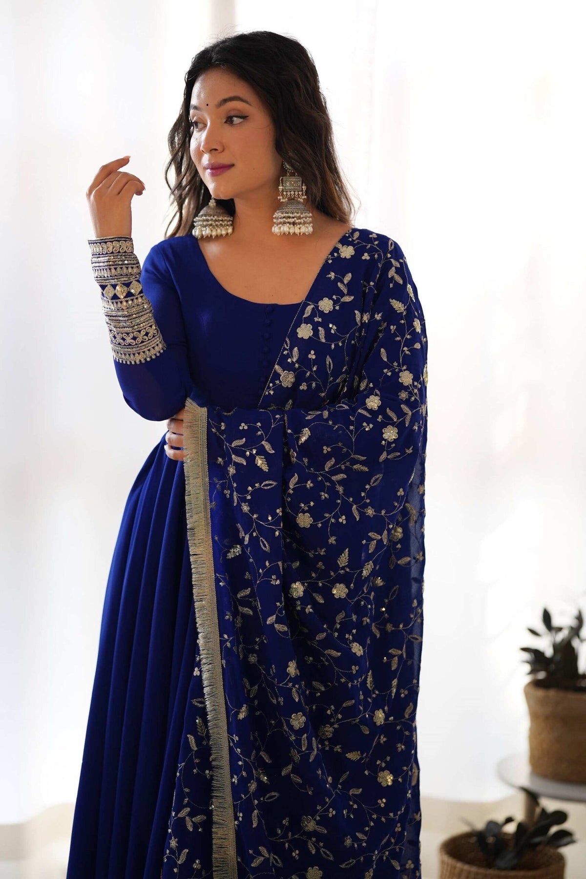 Dazzling Blue Georgette Gown