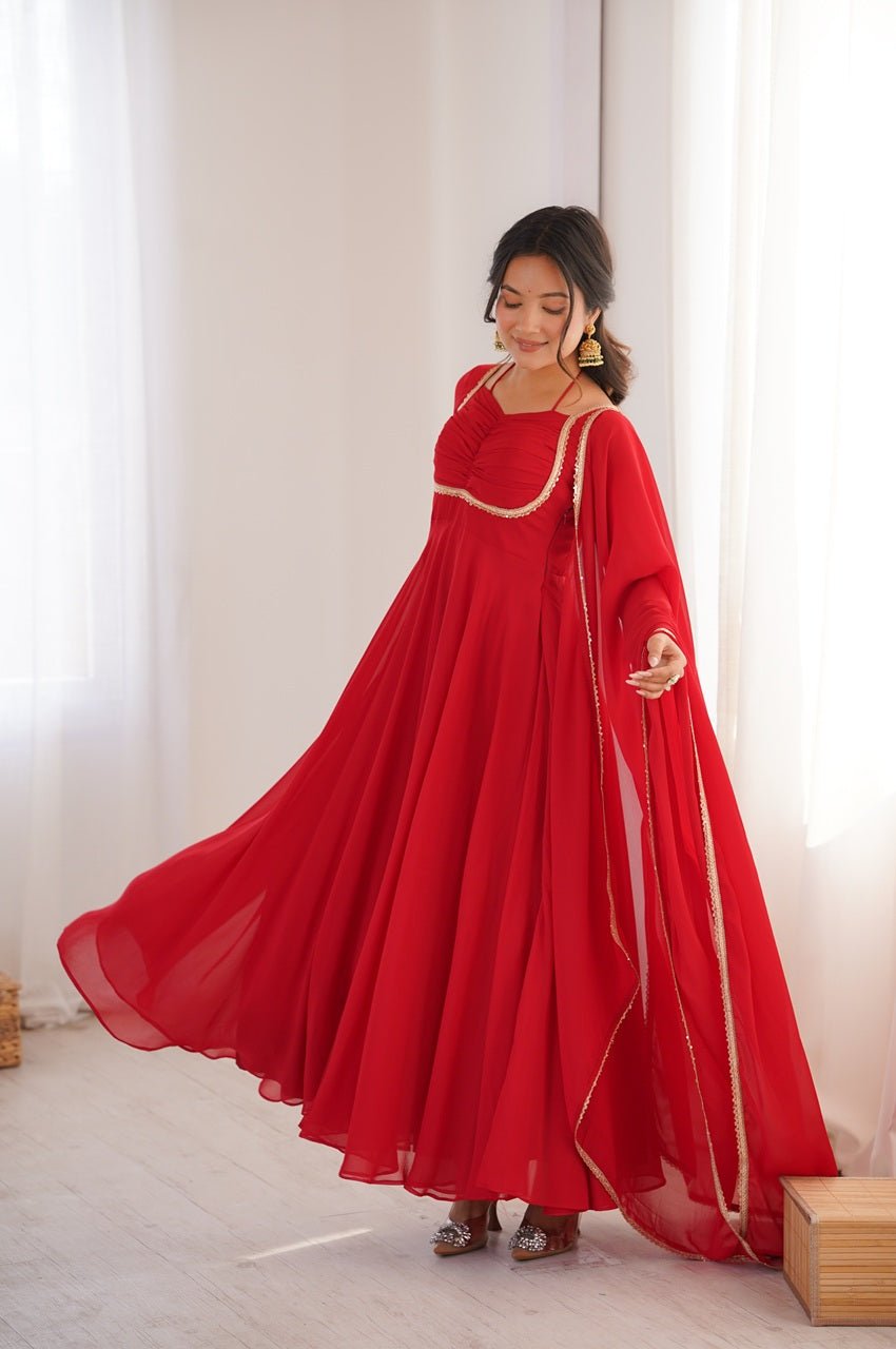 Red Color Fully Flared Anarkali Gown