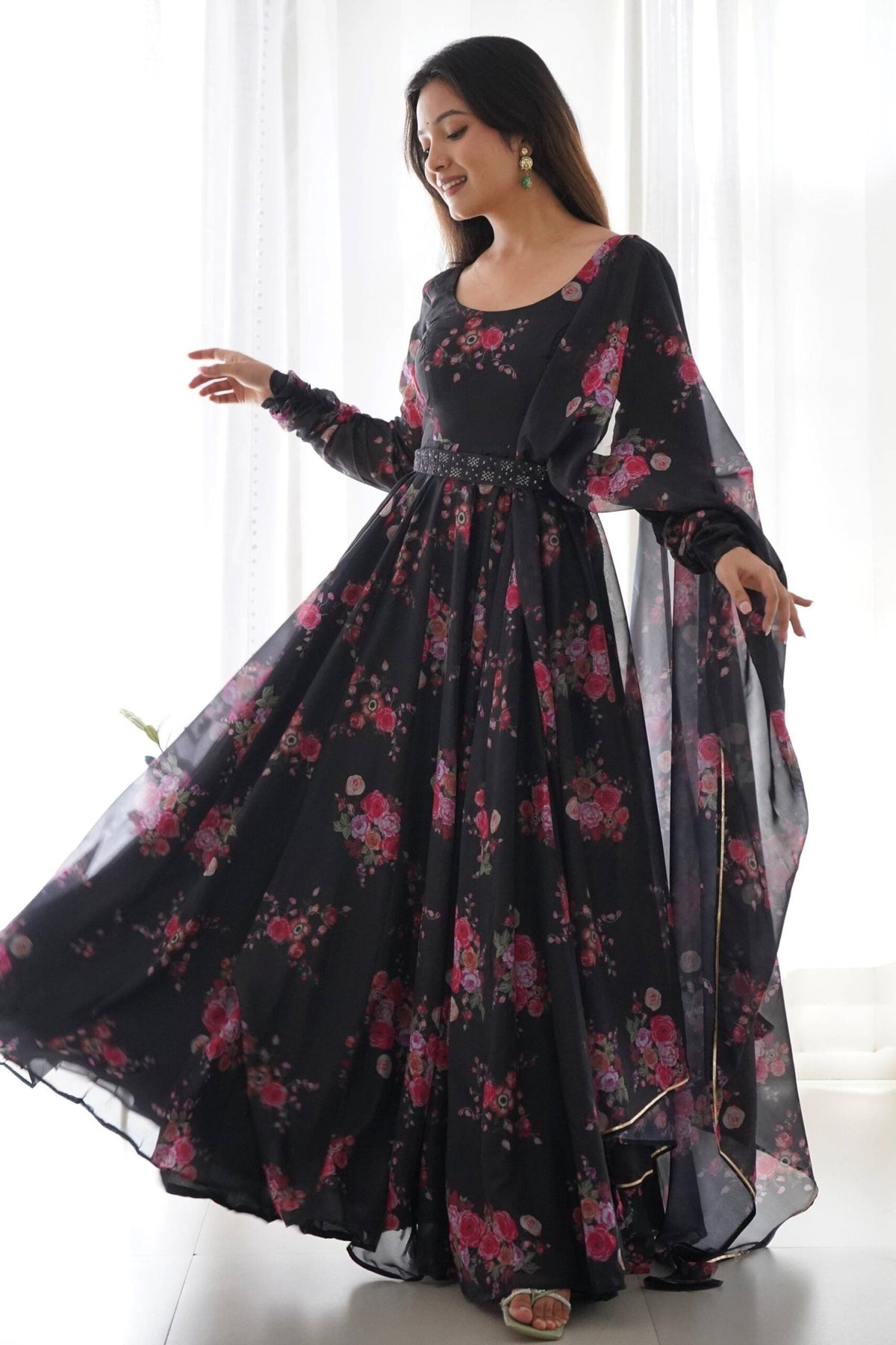 Black Floral Gown