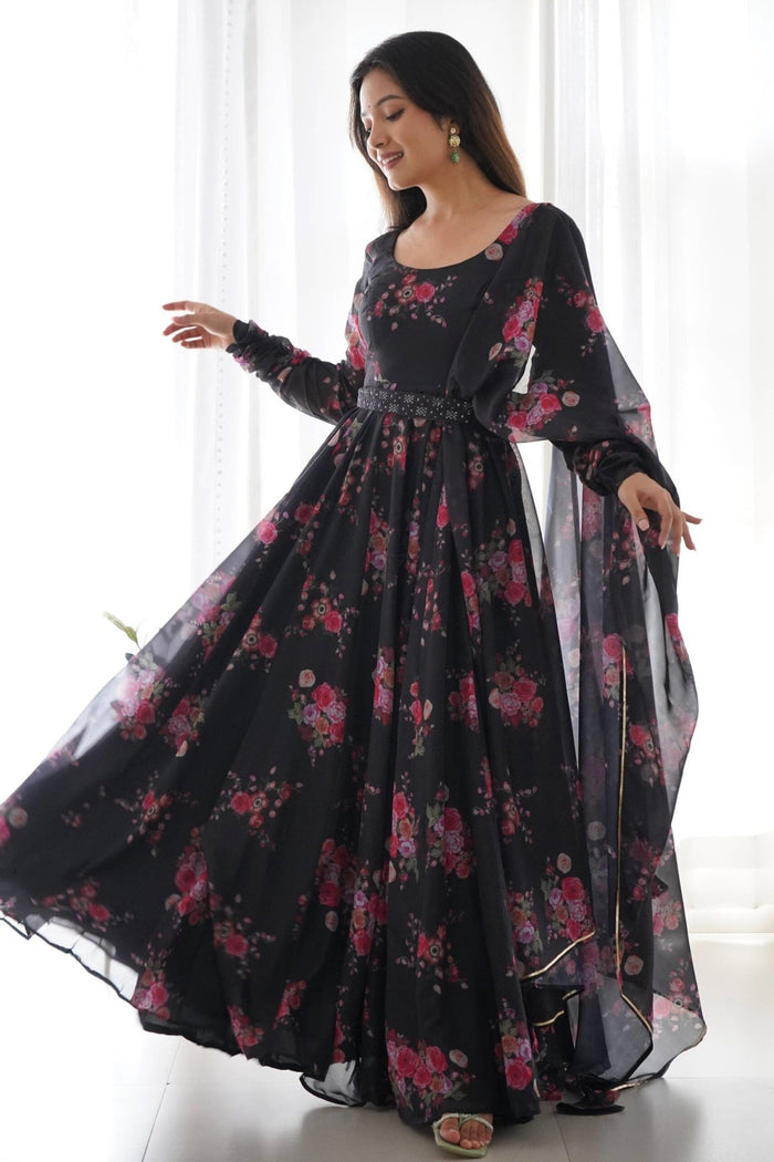 Black Floral Gown