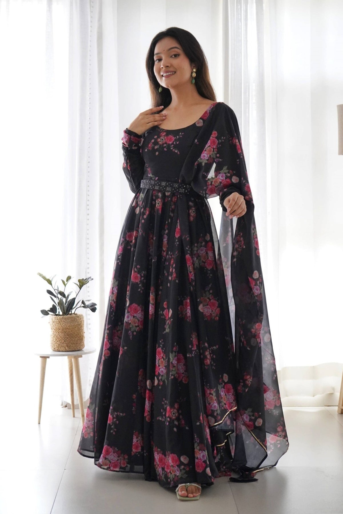 Black Floral Gown