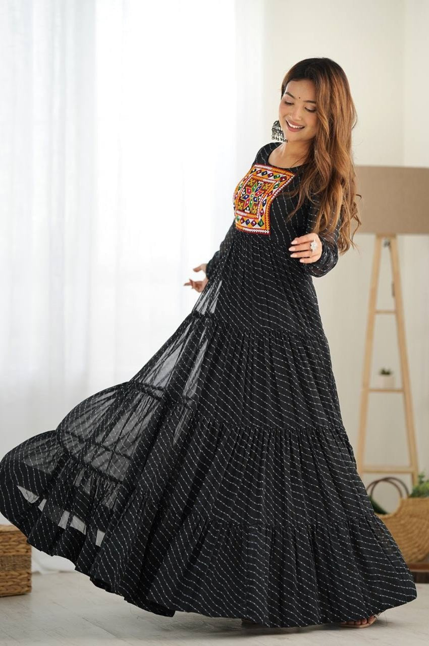 Black Laheriya Print Gown