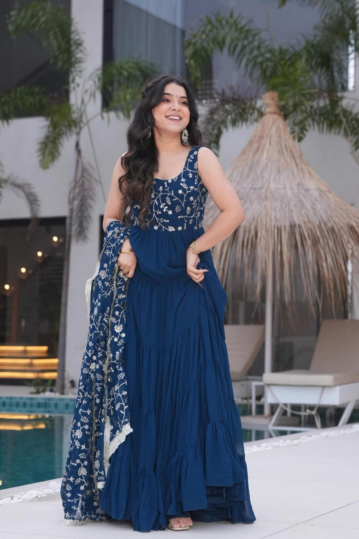 Teal Blue Anarkali Gown