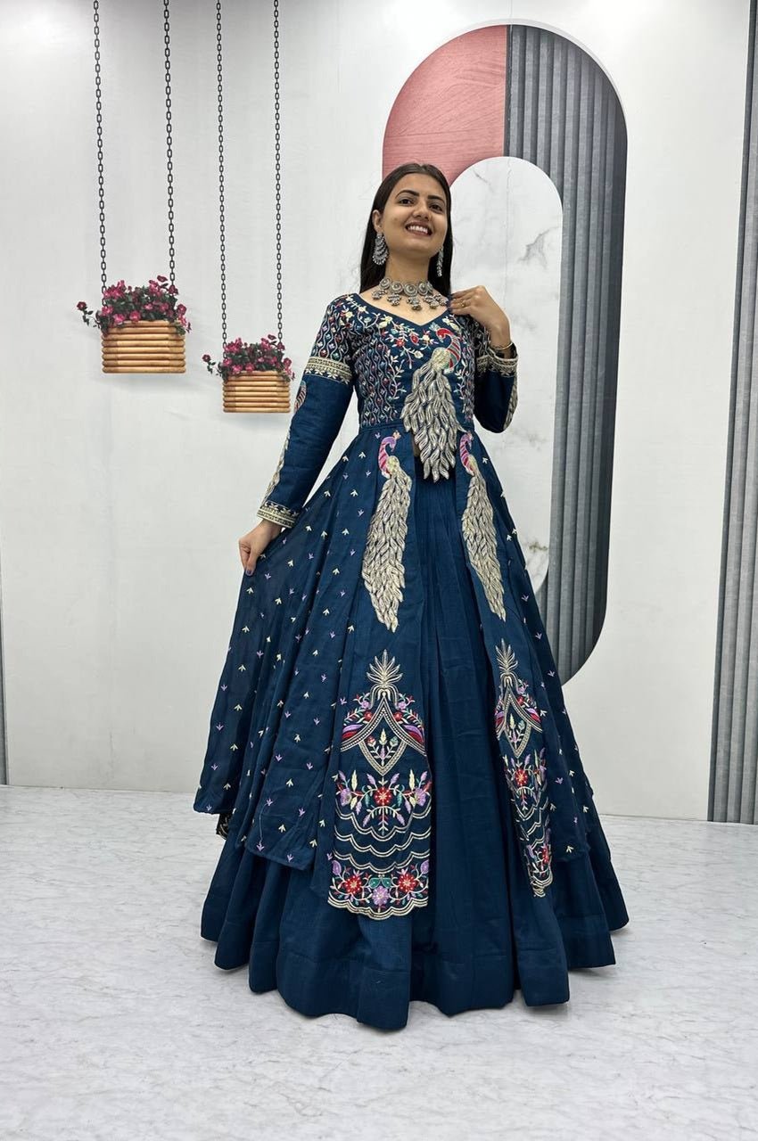 Indigo Color Crop Top Lehenga