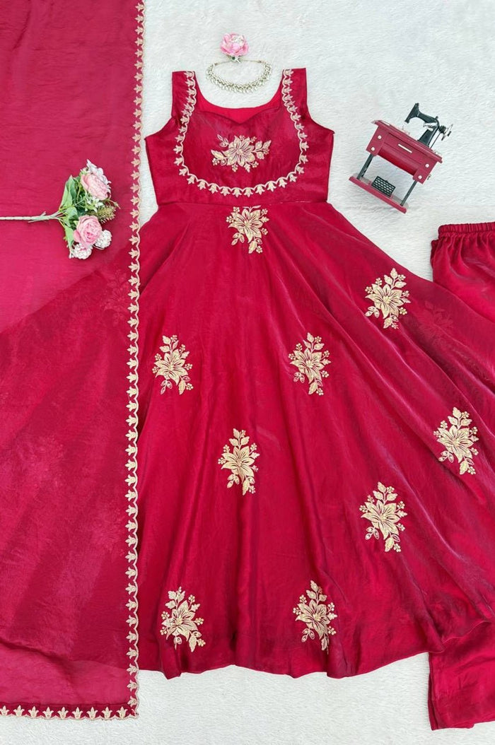Rani Pink Fendy Silk Suit Set