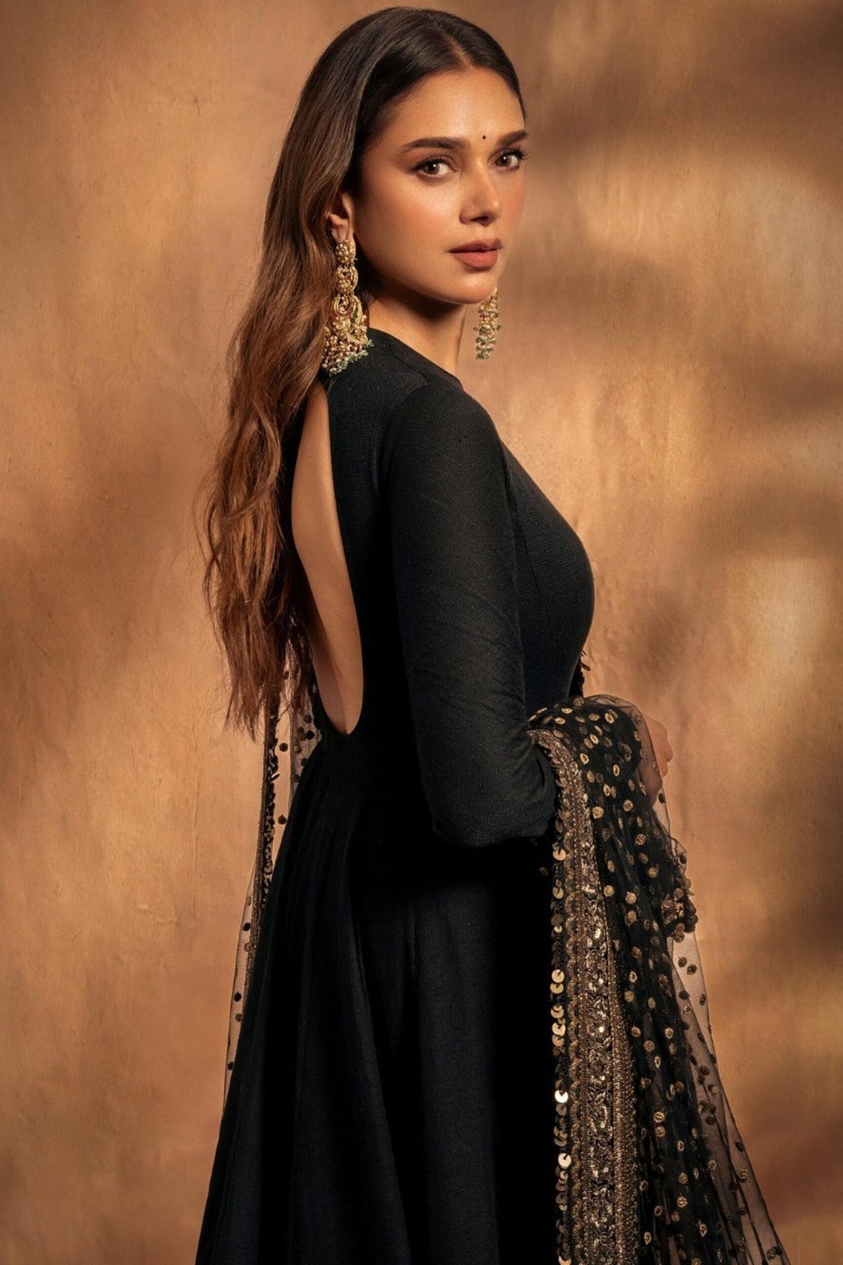 Black Rayon Embroidered Anarkali Suit Set