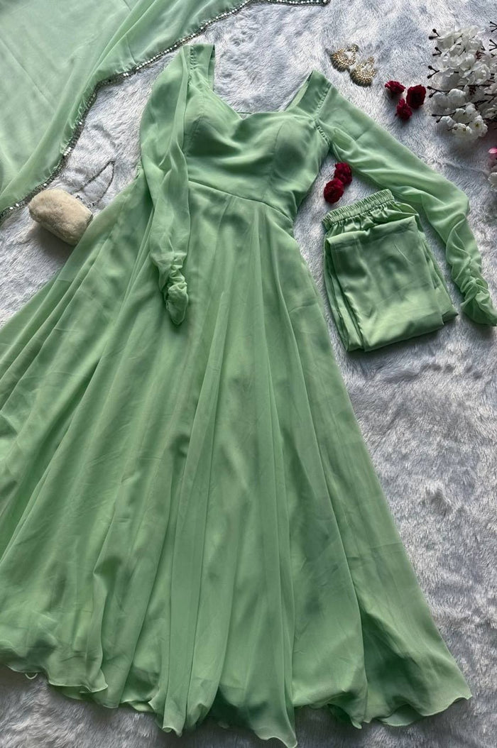 Misty Green Georgette Anarkali Suit