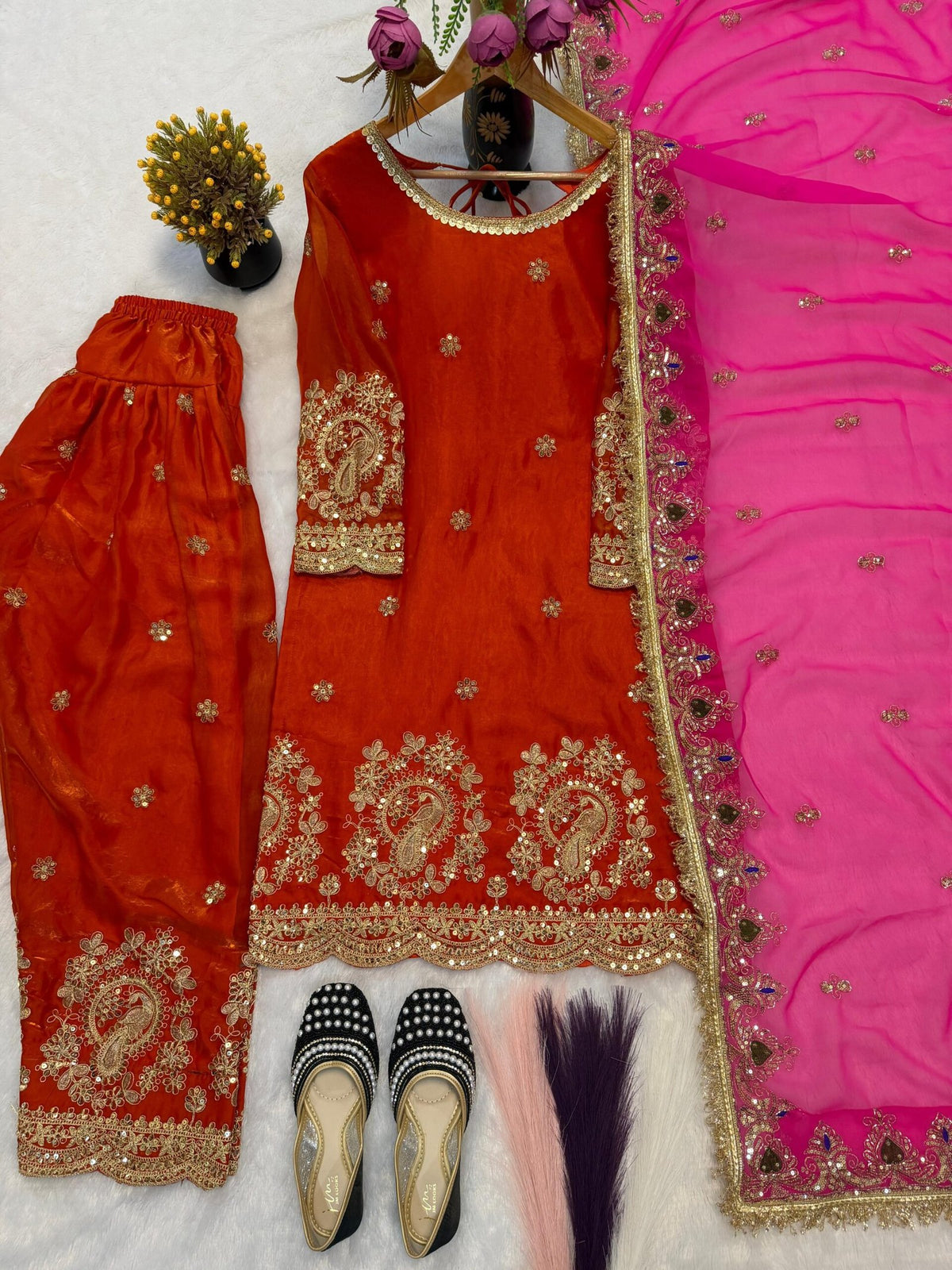 Party Wear Look Top With Farshi Salwar