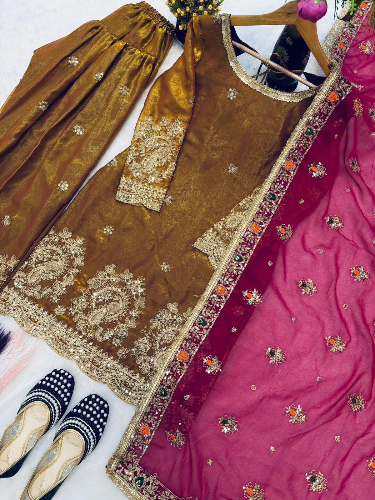 Party Wear Look Top With Farshi Salwar