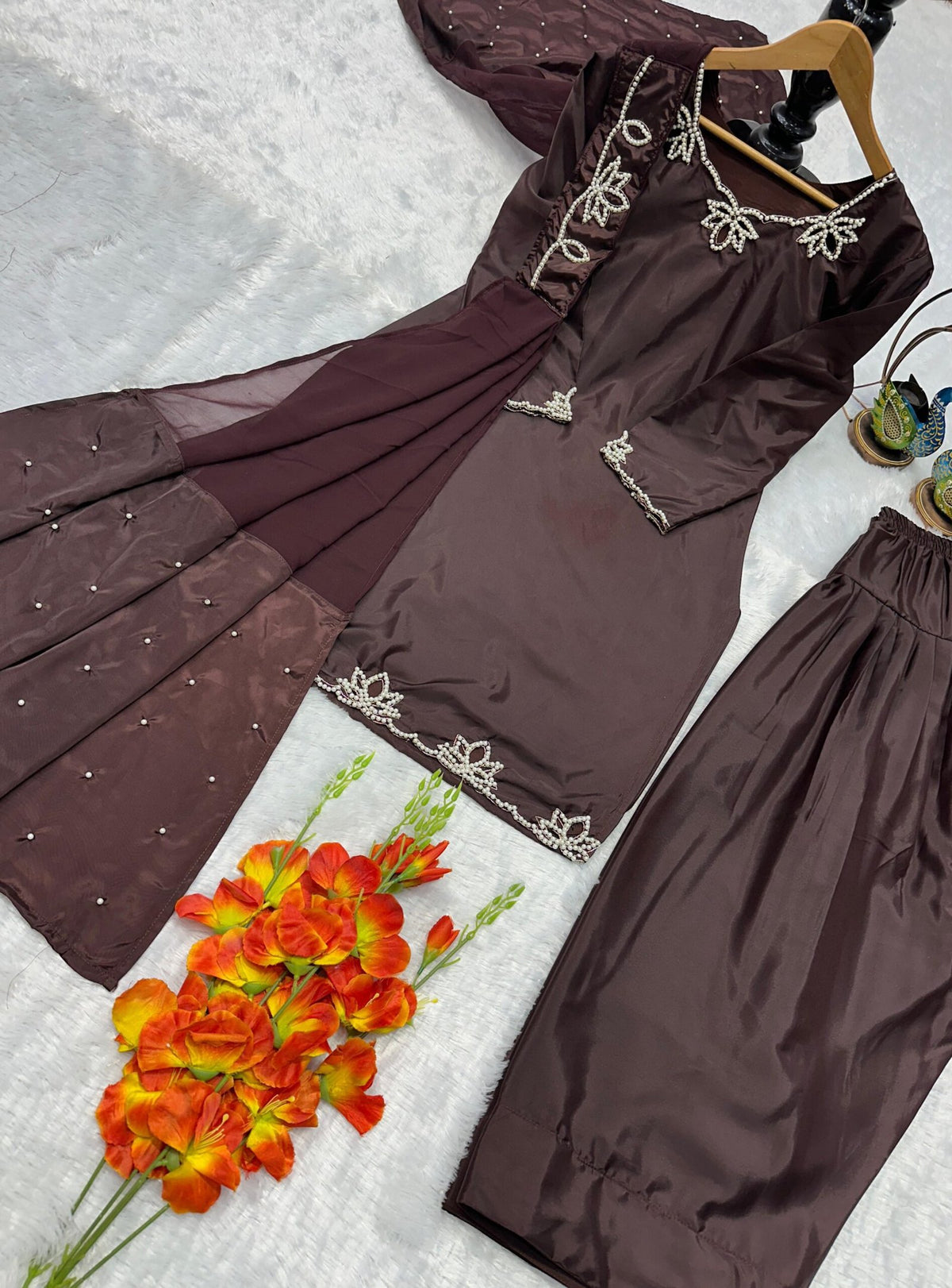 Embroidery Moti Work Farsi Suit