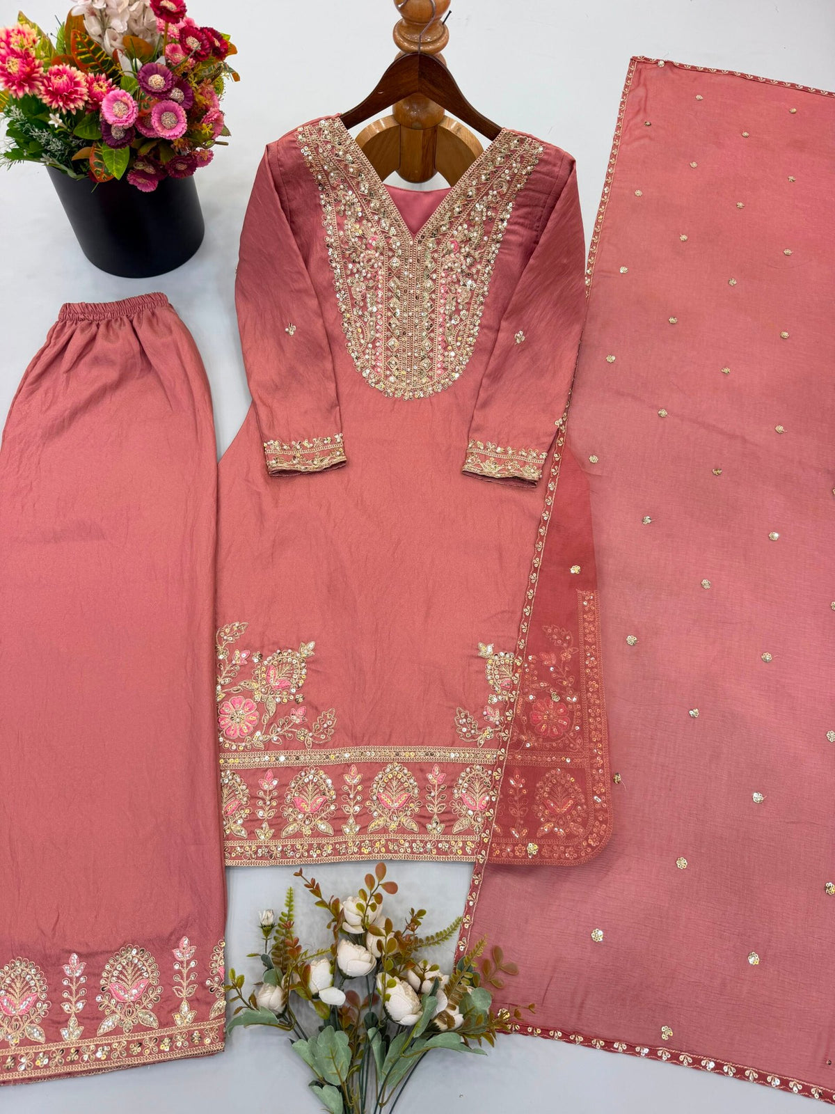 Designer Ronald Silk Heavy Embroidery Sequence Set
