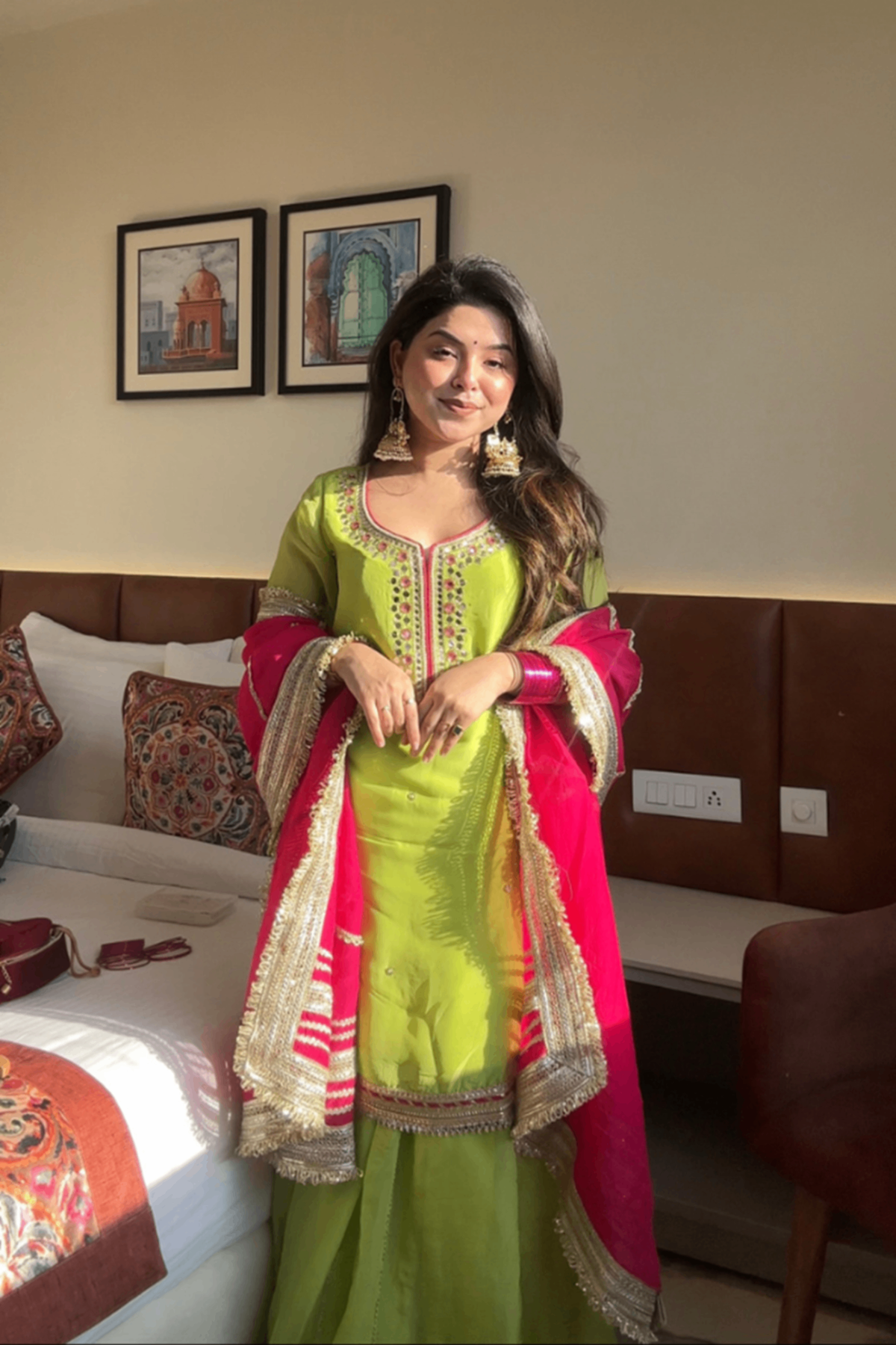 Neon Faux Blooming Sharara Set