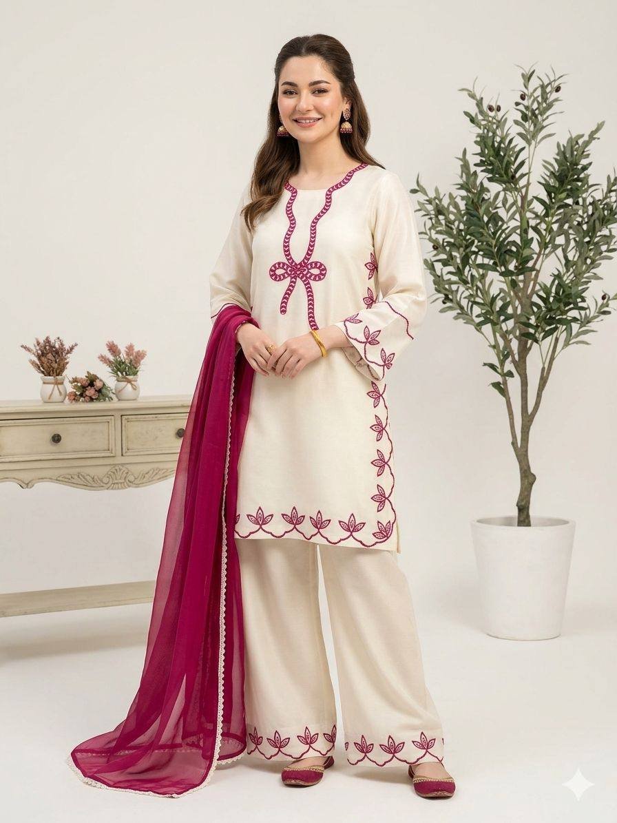 Pakistani Suit with Embroidered Worked
