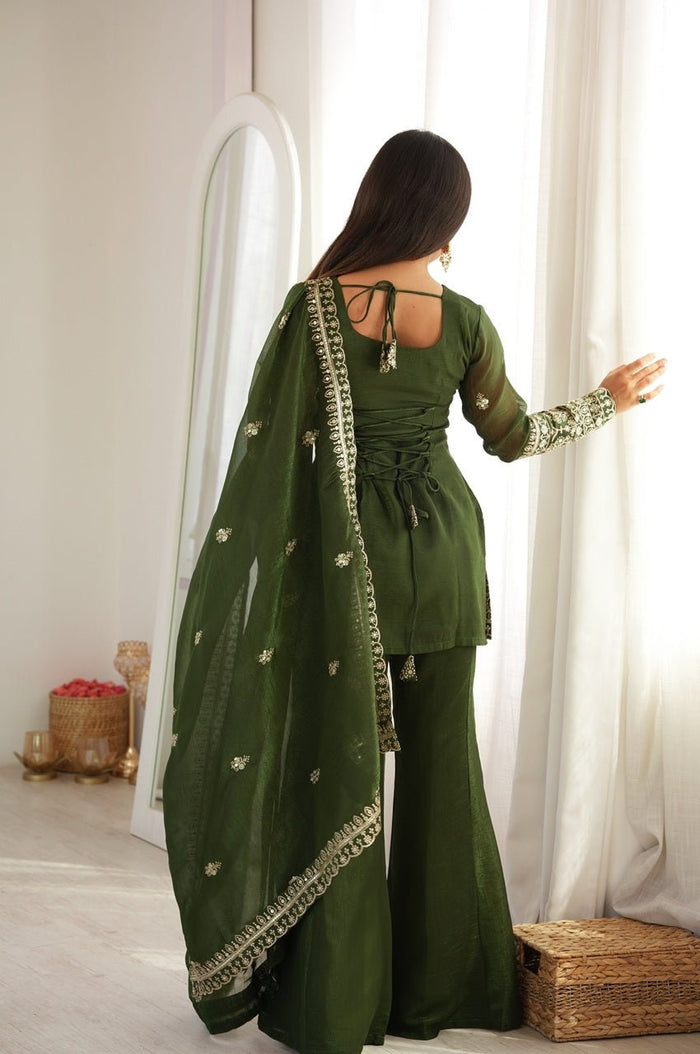 Rangoon Green Crunchy Silk Kurti Set
