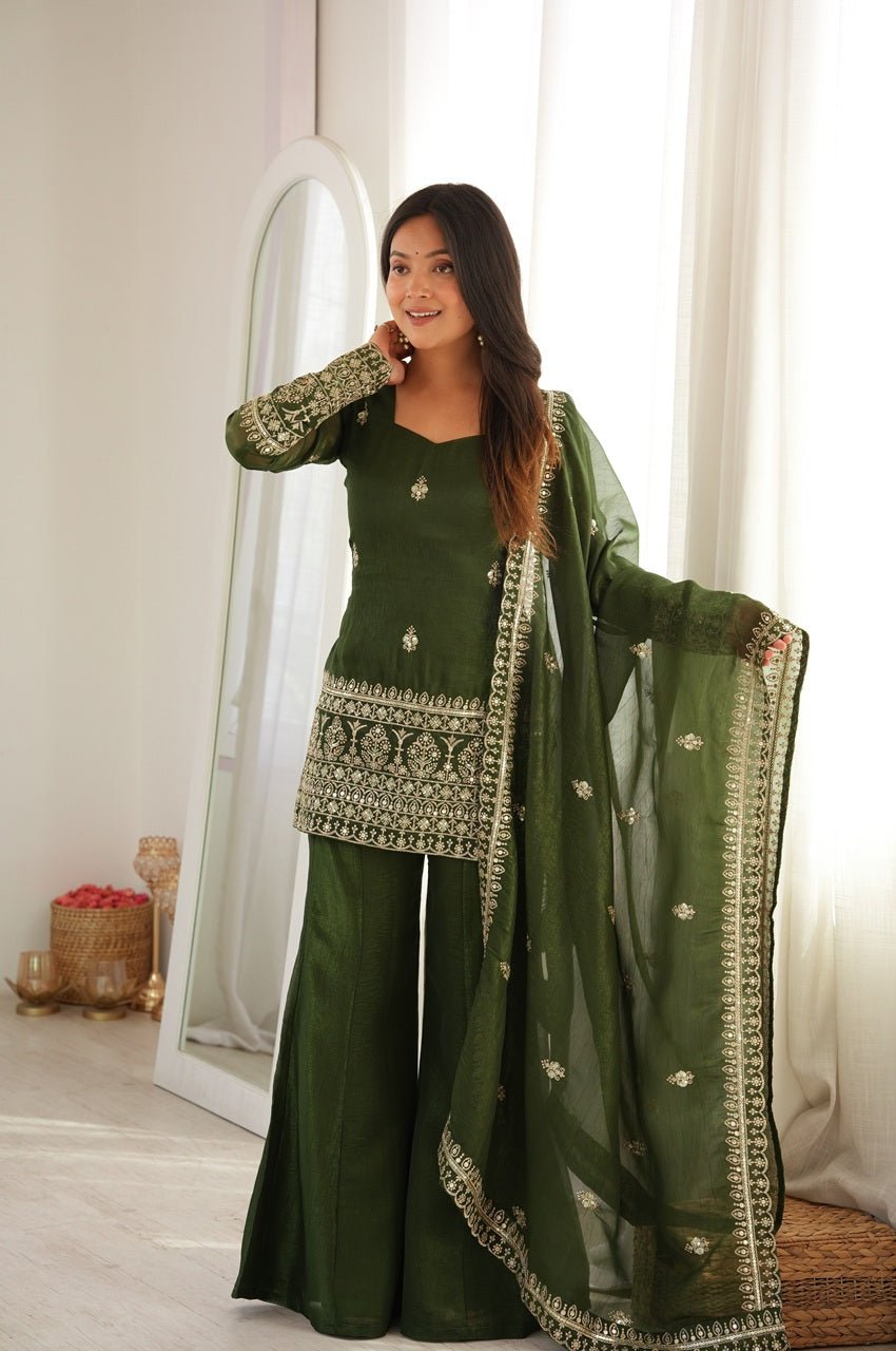 Rangoon Green Crunchy Silk Kurti Set