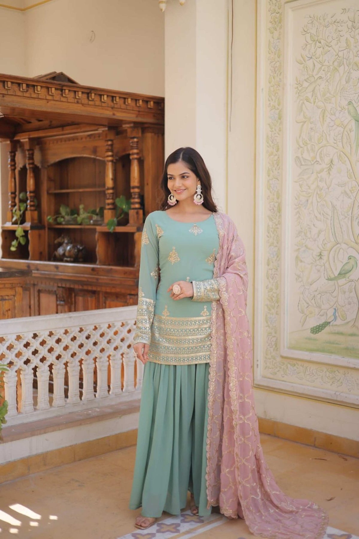 Light Green Palazzo Suit