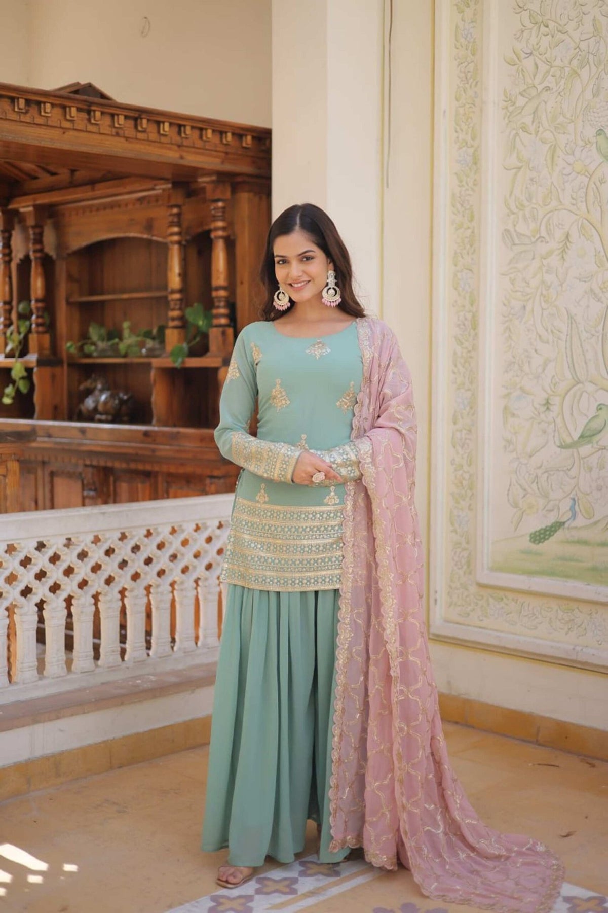 Light Green Palazzo Suit
