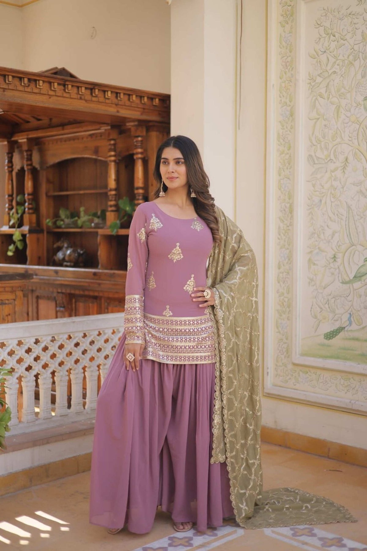 Onion Color Palazzo Suit