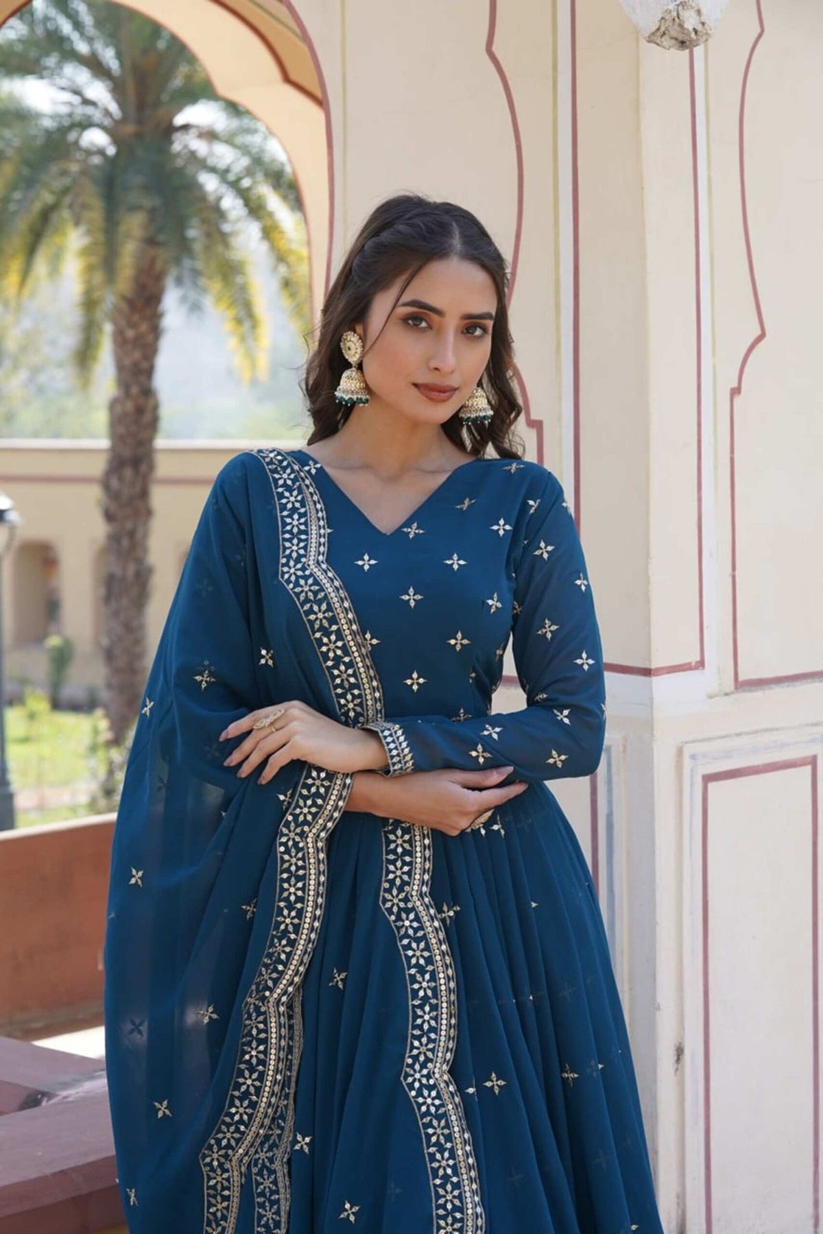 Blue Wedding Wear Gown