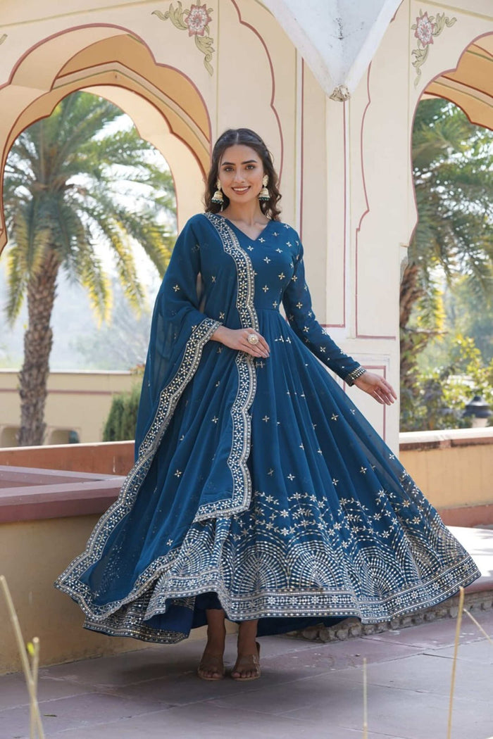 Blue Wedding Wear Gown