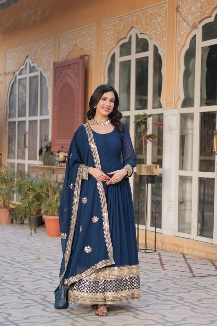 Royal Blue Faux Blooming Gown