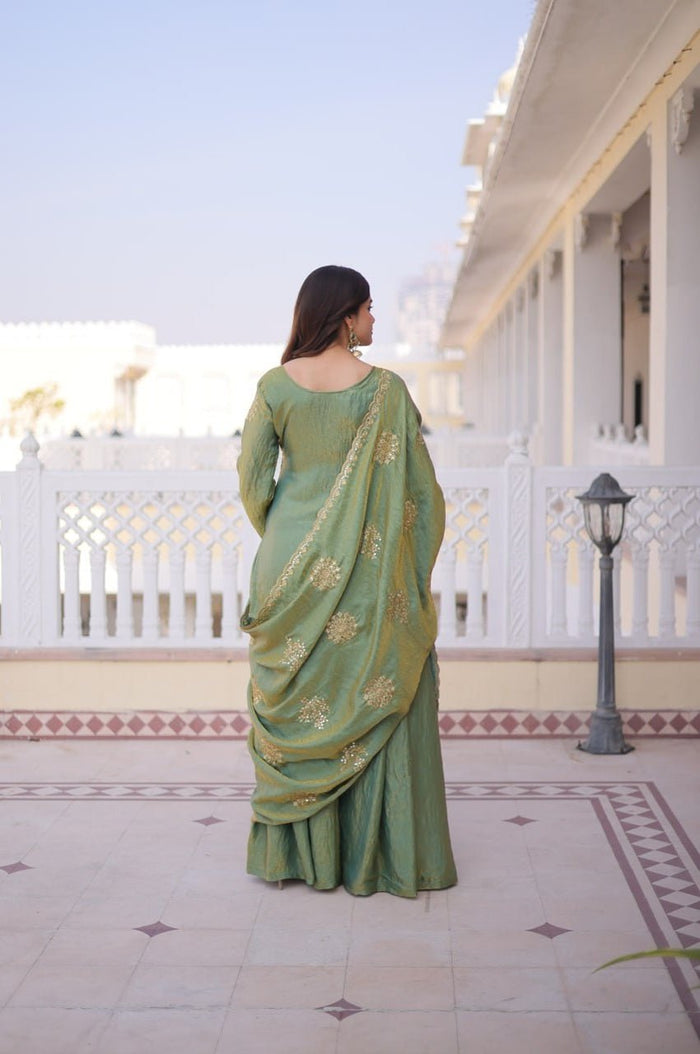 Misty Green Fendi Crush Sharara Set