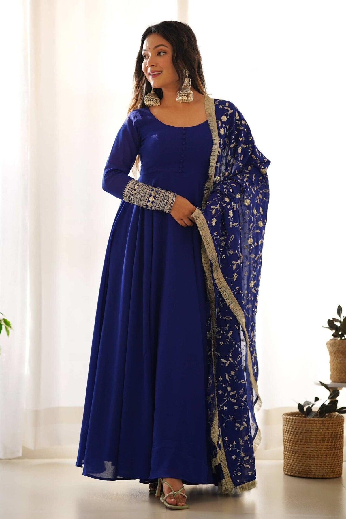 Dazzling Blue Georgette Gown