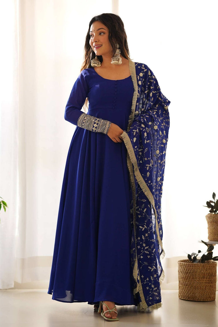 Dazzling Blue Georgette Gown