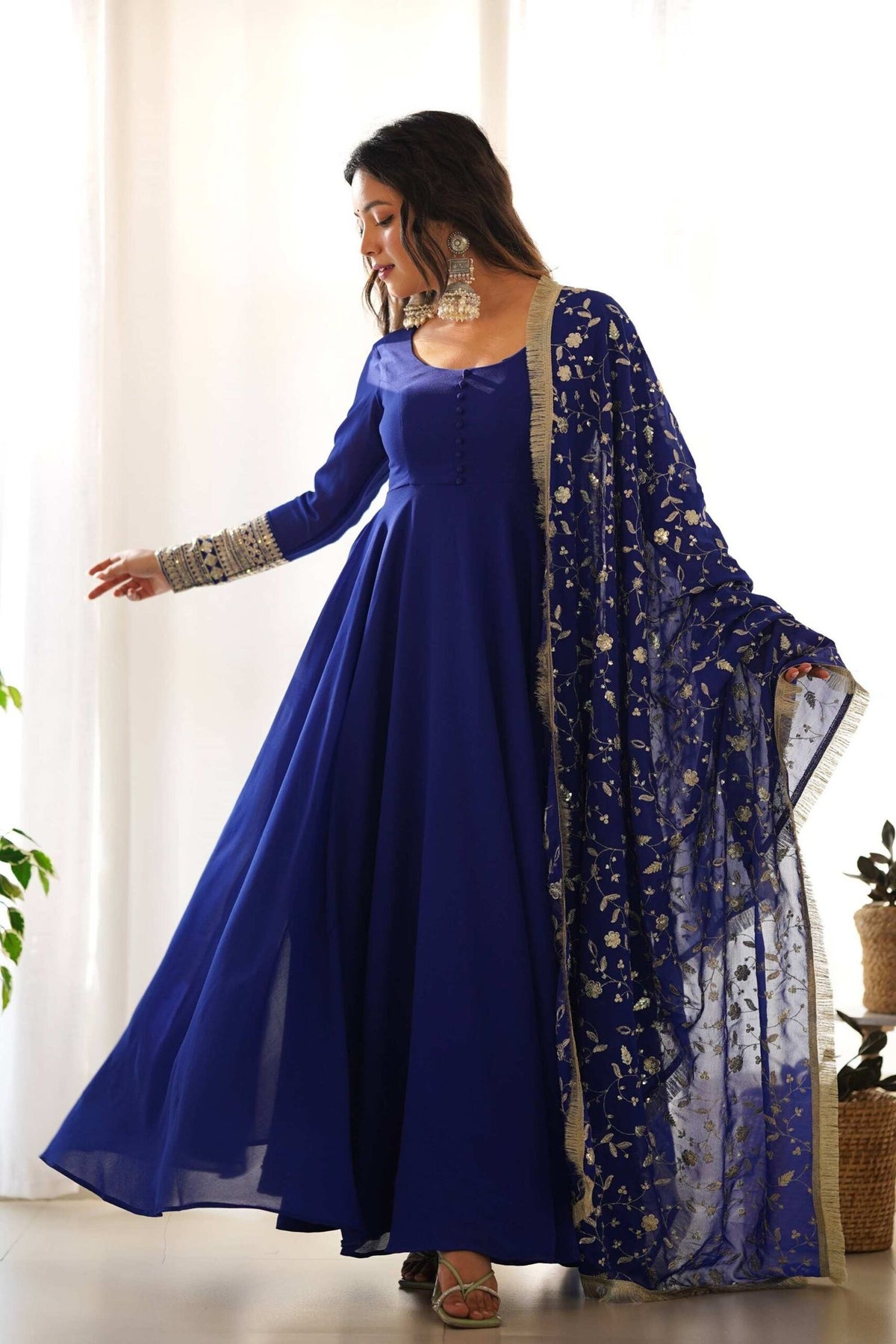 Dazzling Blue Georgette Gown