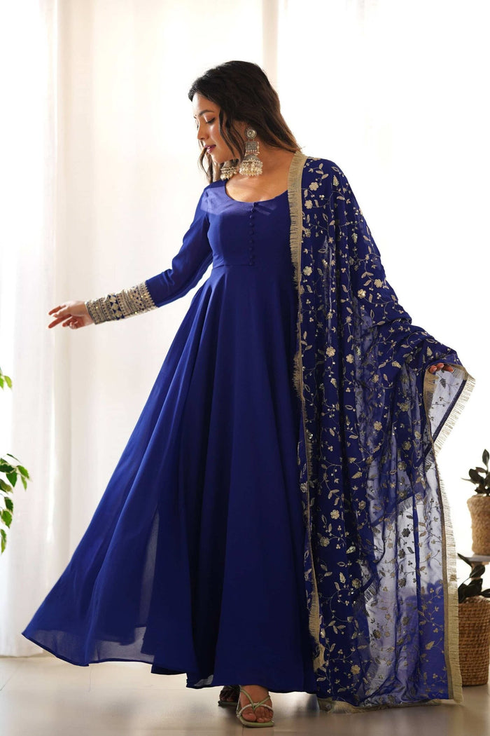 Dazzling Blue Georgette Gown