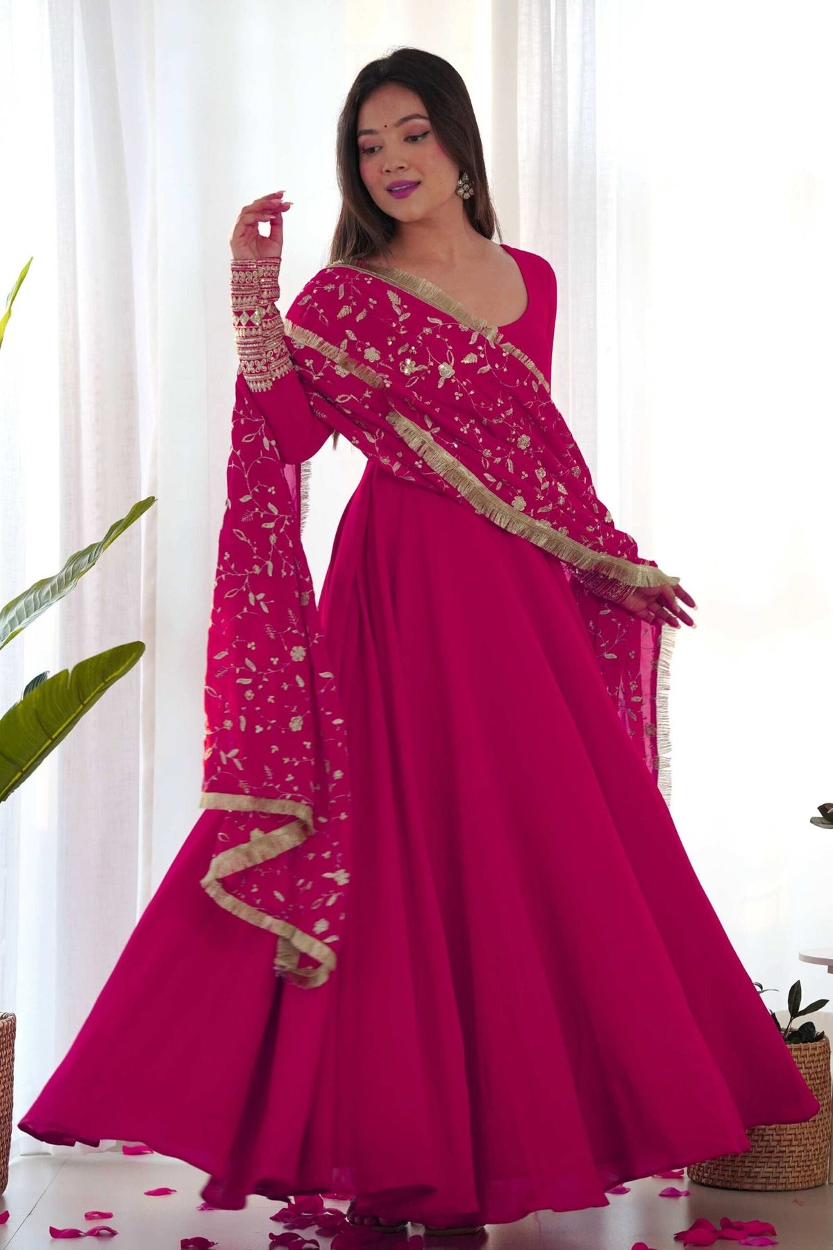 Dazzling Pink Georgette Gown