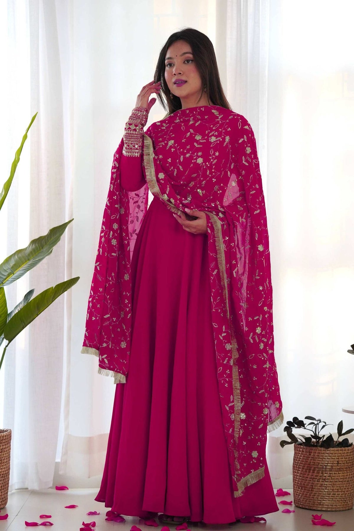 Dazzling Pink Georgette Gown