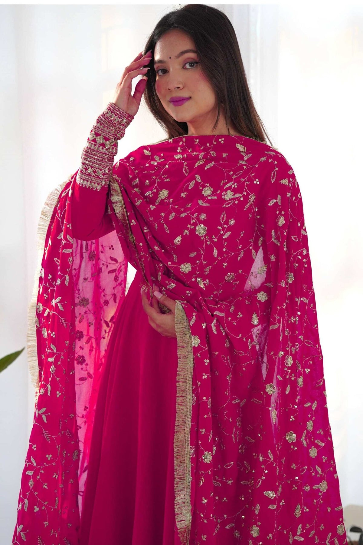 Dazzling Pink Georgette Gown