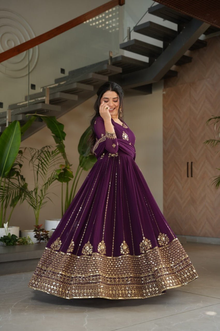 Violet Blooming Georgette Anarkali Gown