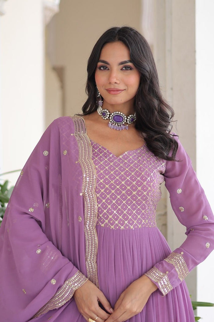 Onion Color Georgette Designer Gown