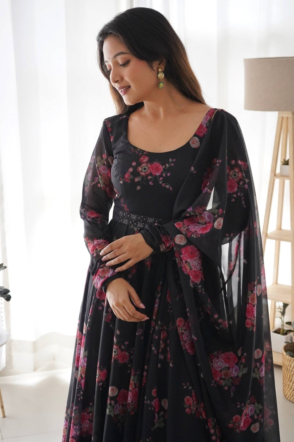 Black Floral Gown