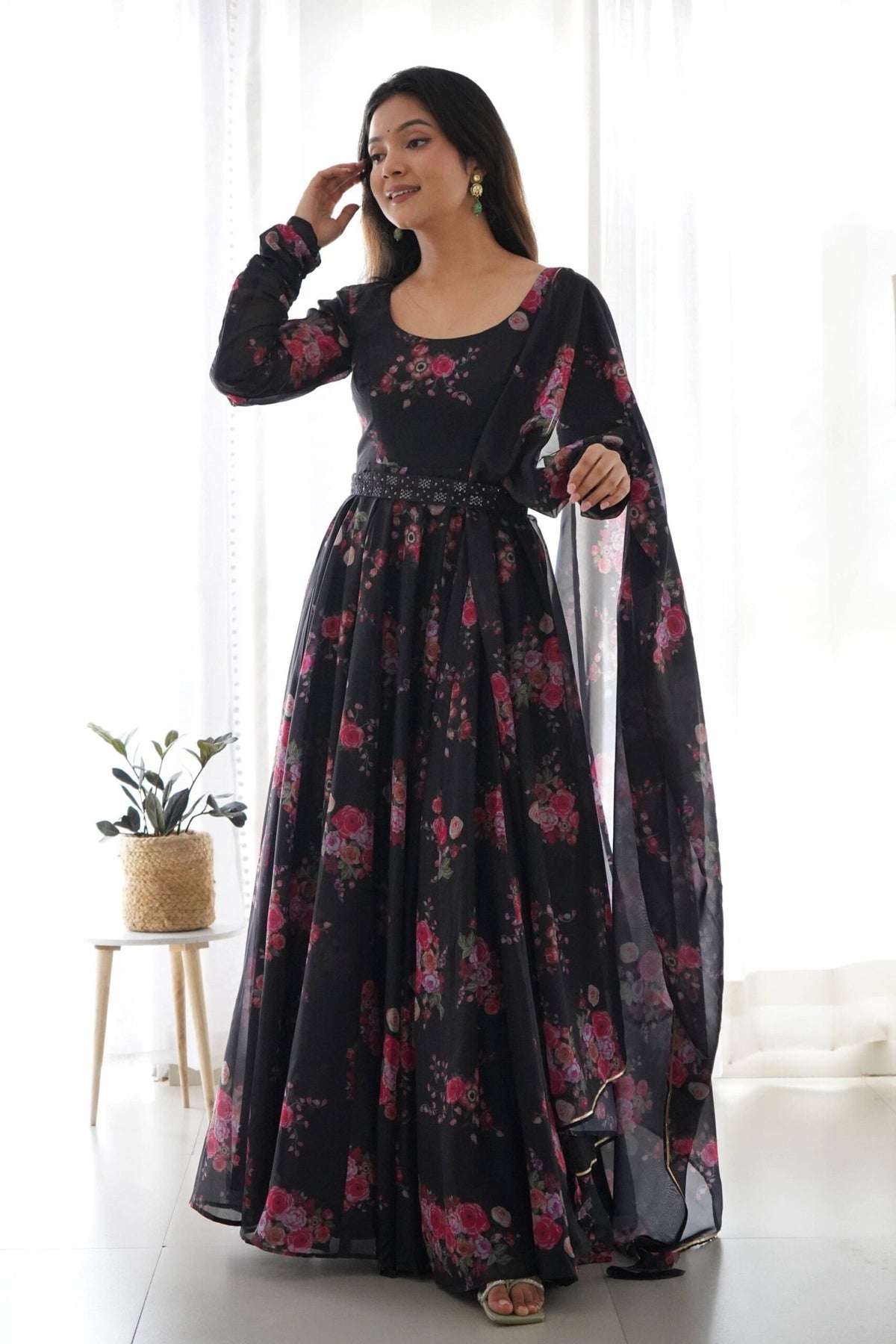 Black Floral Gown