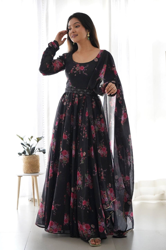 Black Floral Gown