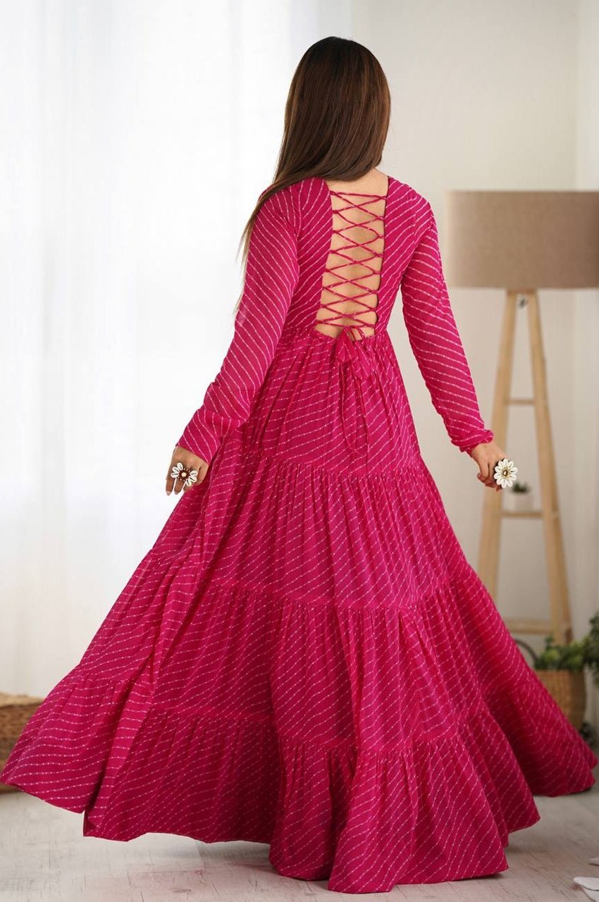 Rani Pink Laheriya Print Gown