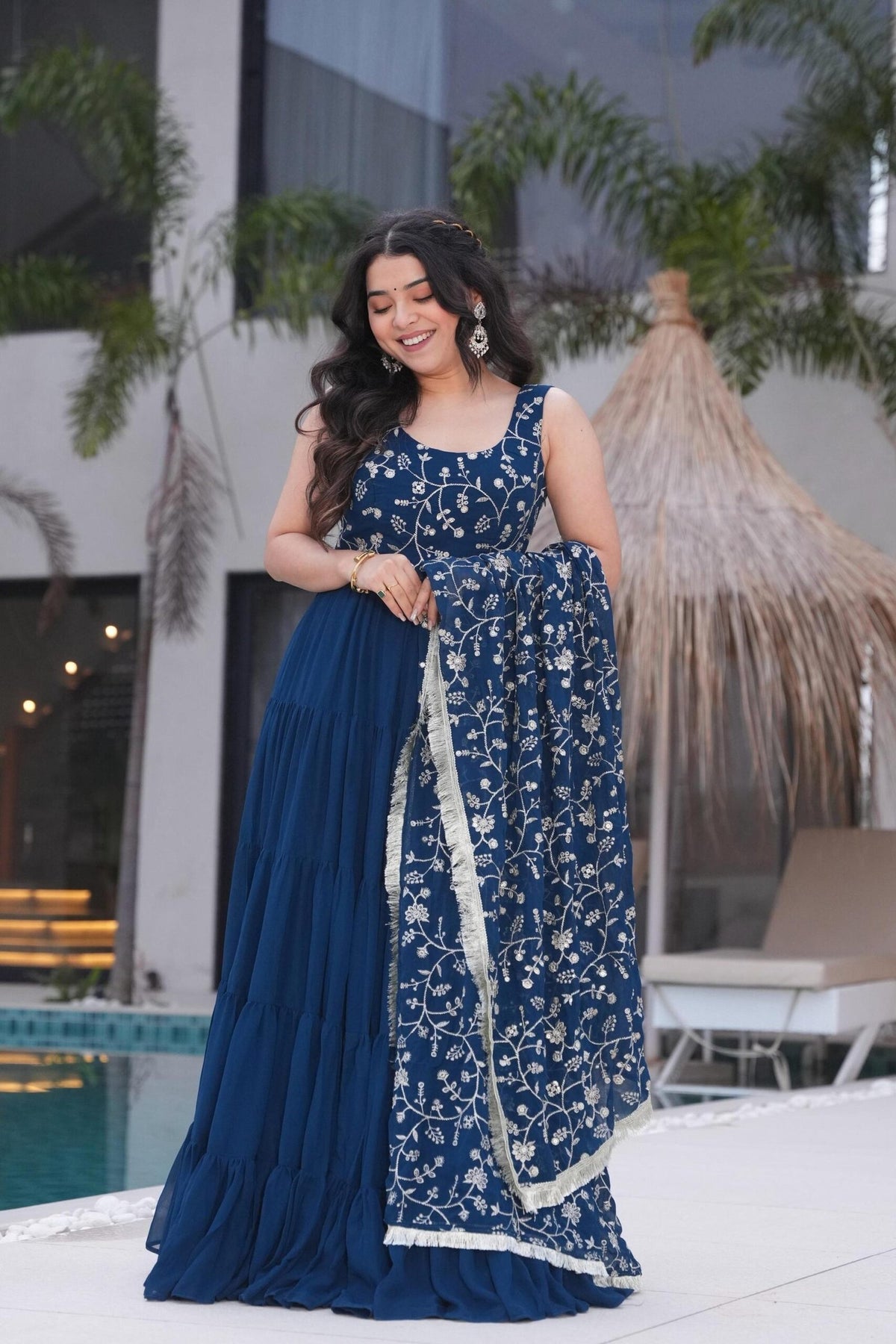 Teal Blue Anarkali Gown