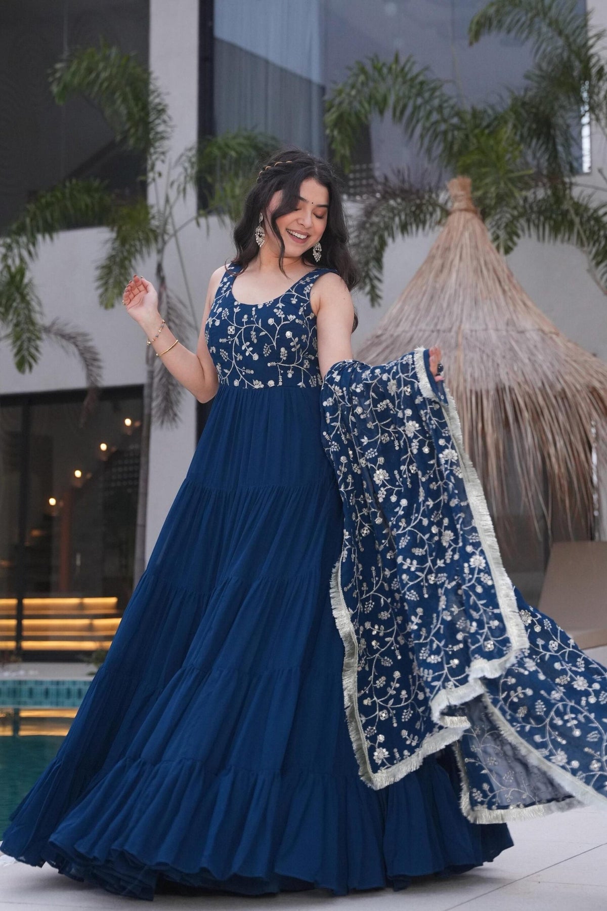 Teal Blue Anarkali Gown