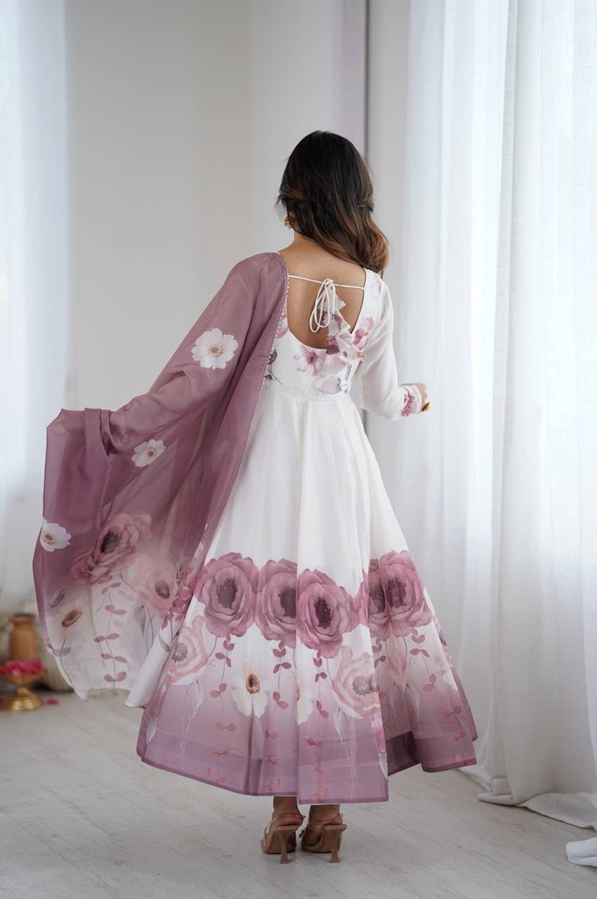 Onion Color Organza Silk Anarkali Suit