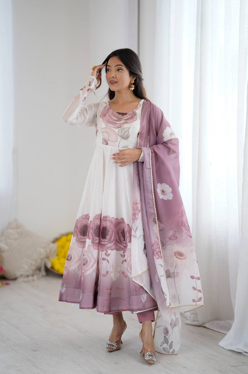 Onion Color Organza Silk Anarkali Suit
