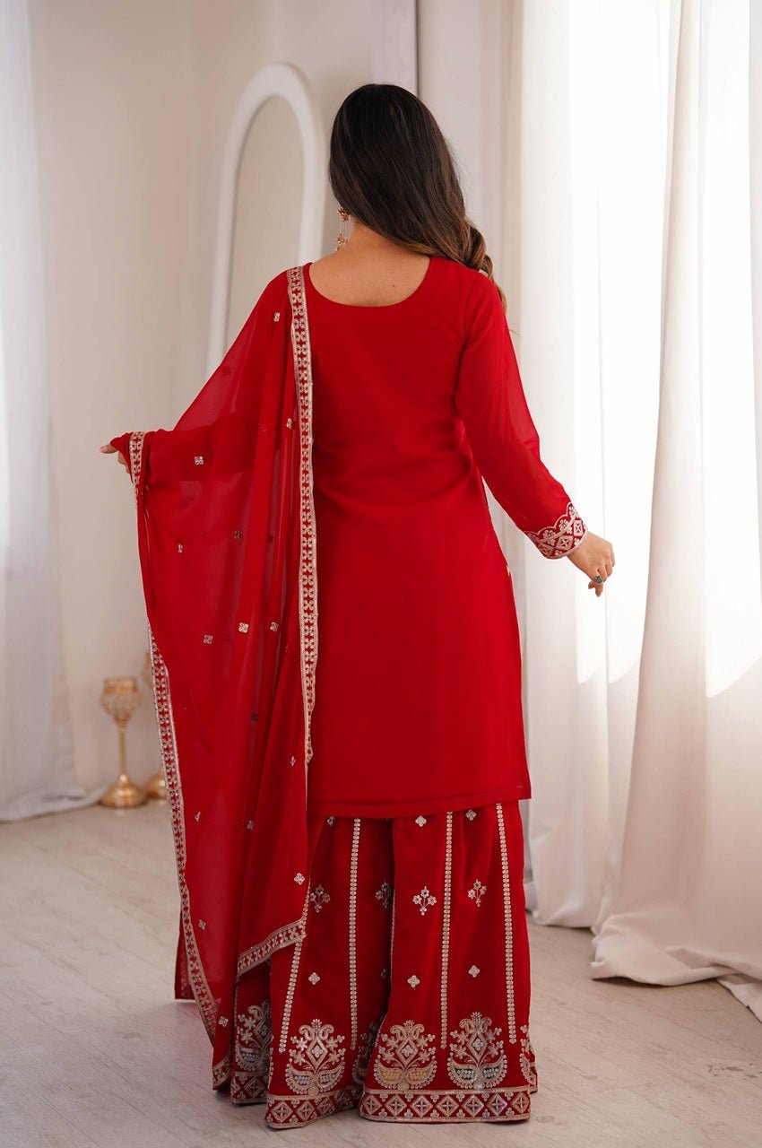 Red Fox Georgette Sharara Suit