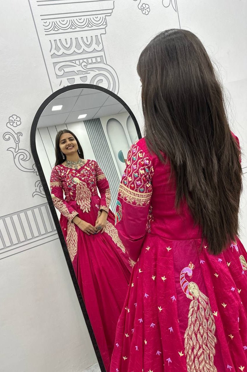 Crimson Color Crop Top Lehenga