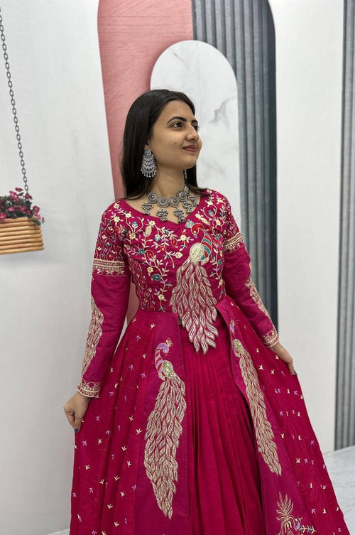 Crimson Color Crop Top Lehenga